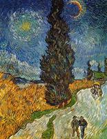 PGM Vincent Van Gogh - Landstrasse mit Zypresse und Stern Kunstdruk 70x90cm