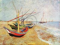 PGM Vincent Van Gogh - Barche sulla spiaggia Kunstdruk 80x60cm