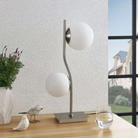 Lindby Avalyn tafellamp, wit, gesatineerd nikkel
