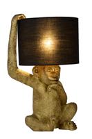 Affenlampe Chimp in Gold mit Schirm aus Baumwolle in Schwarz E14 - LUCIDE