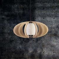 Sigma Hanglamp modern A met houten lamellen, Ø 60 cm
