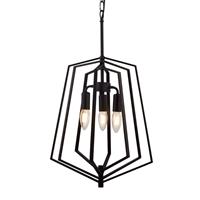 Searchlight Hanglamp Slinky, 3-lamps, zwart, Ø 35 cm