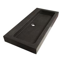 sanituba Black Spirit wastafel basalt zonder kraangaten 100cm