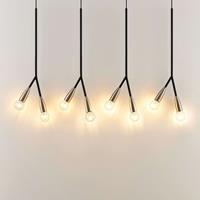 Lucande Carlea hanglamp, 8-lamps, zwart-nikkel