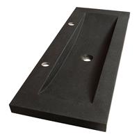 sanituba Corestone SMALL wastafel basalt met twee kraangaten 100cm