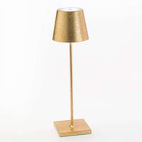 Ailati LED-Tischlampe Poldina mit Dekor, portabel, gold