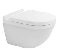 Duravit - Starck 3 set Wand-WC Rimless (spülrandlos) inkl. WC-Sitz mit Absenkautomatik, weiss, Farbe: Weiß mit Wondergliss - 45270900A11