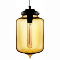 Groenovatie Amber Glazen Design Hanglamp, ⌀18x27cm, Zwart