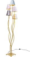 Kare Design Flexible Velvet Cinque Vloerlamp 5-lichts - Fluwelen Lampenkappen - Goudkleurig Metaal