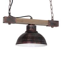 LUMINEX Hanglamp Hakon 1-lamp roestbruin/hout natuur