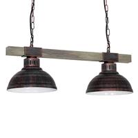 LUMINEX Hanglamp Hakon 2-lamps roestbruin/hout natuur