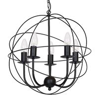 LUMINEX Kroonluchter Globe 5-lamps zwart