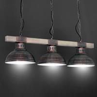 LUMINEX Hanglamp Hakon 3-lamps roestbruin/hout natuur