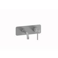 Plieger Roma 2-gats toilet wandkraan met korte uitloop geborsteld chroom ID208R BRUSHED CHROME