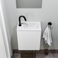 zaro Polly toiletmeubel 40cm mat wit met witte wastafel met kraangat rechts