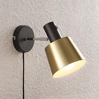 Lindby Vlada wandlamp voor lezen, messing, zwart