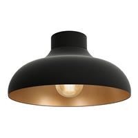 LUMINEX Plafondlamp Basca, buiten zwart, binnen koper