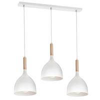 LUMINEX Hanglamp Noak 3-lamps lineair wit/hout natuur