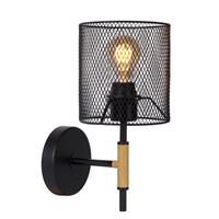 Lucide wandlamp Baskett hout zwart E27