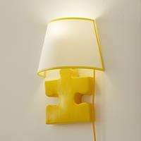Eurokeramic Keramiek-wandlamp A185 met stoffen kap, geel