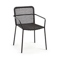 4Home Stühle in Dunkelgrau und Schwarz Kordel Geflecht und Metall (4er Set)
