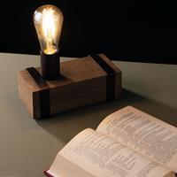 Eco-Light Tafellamp Texas van antiek hout, 1-lamp