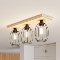 BRITOP Plafondlamp Beevly, hout en metaal, 3-lamps