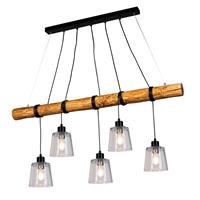 BRITOP Hanglamp Karrl, 5-lamps, helder/bruin