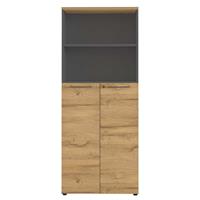 Möbel Exclusive Büroschrank in Wildeichefarben und Dunkelgrau 80 cm breit