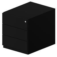 BISLEY Verrijdbaar ladeblok Note™, met 3 universele laden, h x b x d = 495 x 420 x 565 mm, met greeplijst, zwart