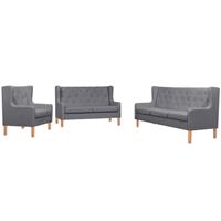 VIDAXL Sofa-set 3-tlg. Stoff Grau