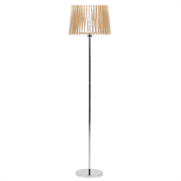 beliani Moderne Stehlampe aus Metall silber/heller Holzfarbton Forge - Heller Holzfarbton