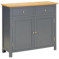 vidaXL Sideboard Massivholz Eiche 90x33,5x83cm Dunkelgrau - Grau