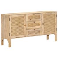 vidaXL Dressoir 150x40x80 cm massief mangohout en natuurlijk riet