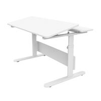 Flexa STUDY Schreibtisch EVO mit geteilter Tischplatte, höhen- und neigungsverstellbar in weiß