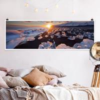 Klebefieber Panorama Poster Natur & Landschaft Eisbrocken am Strand Island