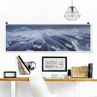 Klebefieber Panorama Poster Natur & Landschaft Eisbrocken am Strand Ostisland Island