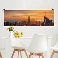 Klebefieber Panorama Poster Architektur & Skyline Manhattan Skyline Abendstimmung