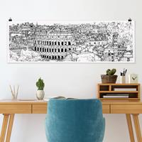 Klebefieber Panorama Poster Architektur & Skyline Stadtstudie - Rom