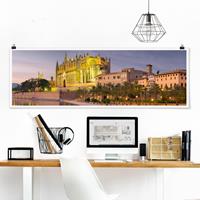 Klebefieber Panorama Poster Architektur & Skyline Catedral de Mallorca Wasserspiegelung