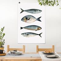 Klebefieber Poster Blumen Vier Fische in Aquarell II