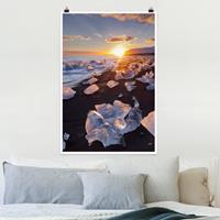 Klebefieber Poster Natur & Landschaft Eisbrocken am Strand Island