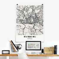 Klebefieber Poster Stadt-, Land- & Weltkarten Stadtplan Hamburg - Klassik