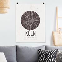 Klebefieber Poster Stadt-, Land- & Weltkarten Stadtplan Köln - Retro