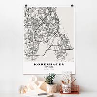 Klebefieber Poster Stadt-, Land- & Weltkarten Stadtplan Kopenhagen - Klassik
