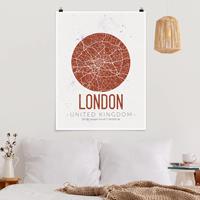 Klebefieber Poster Stadt-, Land- & Weltkarten Stadtplan London - Retro