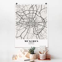 Klebefieber Poster Stadt-, Land- & Weltkarten Stadtplan München - Klassik