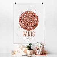 Klebefieber Poster Stadt-, Land- & Weltkarten Stadtplan Paris - Retro