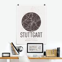 Klebefieber Poster Stadt-, Land- & Weltkarten Stadtplan Stuttgart - Retro