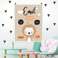 Poster Kinderzimmer Der liebe Löwe Wunschtext